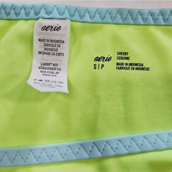 Aerie Vibrant Green Classic Triangle Padded String Bikini Cheeky Bottoms Set S - Picture 9 of 10